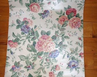 Vintage Floral Pre-Pasted Vinyl Wallpaper, Unused in Original Packaging
