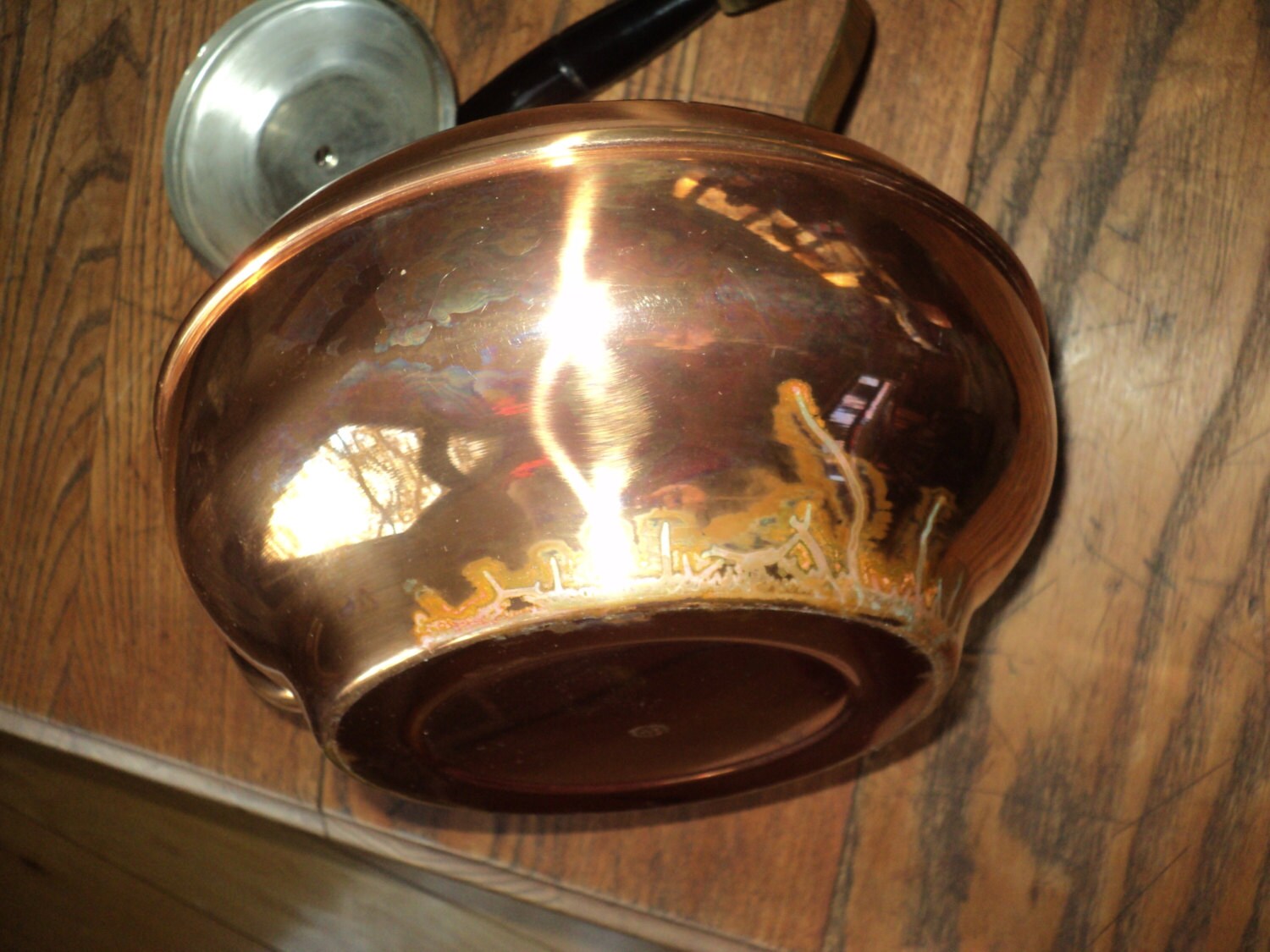 Vintage Solid Copper Kettle with Nickel Lining and Solid Brass soldered