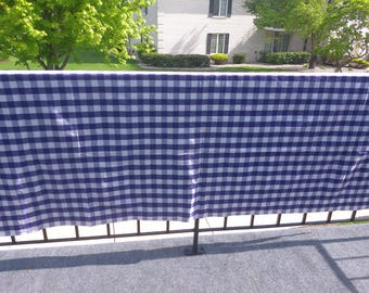 Vintage Navy Blue Buffalo Check Plaid Cotton Tablecloth (74x56)