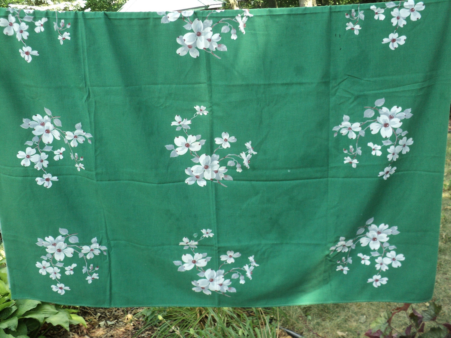 Vintage EMERALD GREEN WILENDUR Brand Tablecloth A White and Etsy