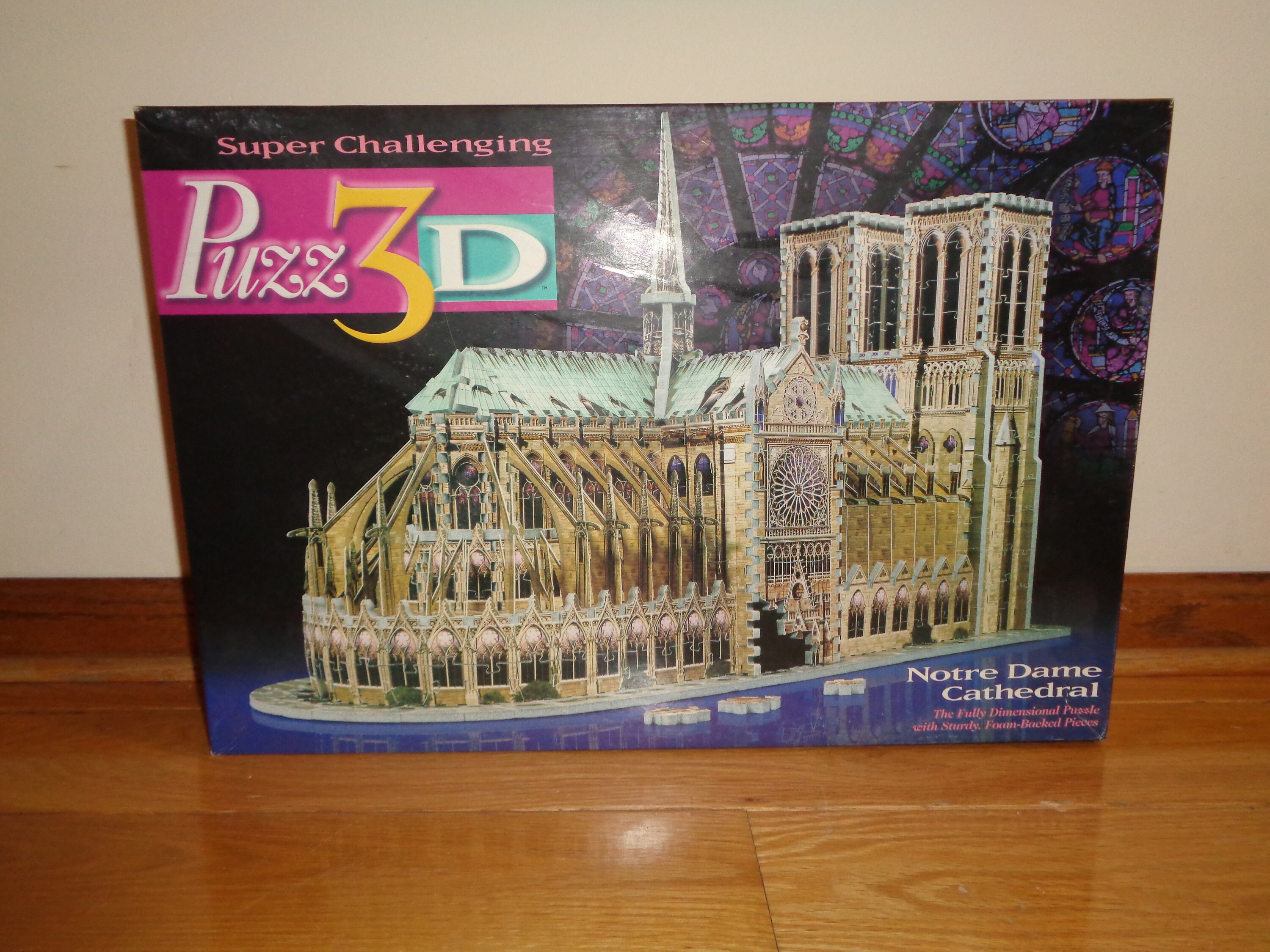 Vintage Notre Dame Cathedral 3D Puzzle, Milton Bradley, 1996 (AS