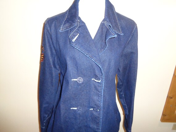 Vintage Blue Jean Navy Peacoat, Size L Female in … - image 3