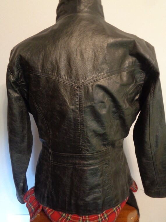 Vintage WILSONS Black Leather Jacket Size L Femal… - image 2