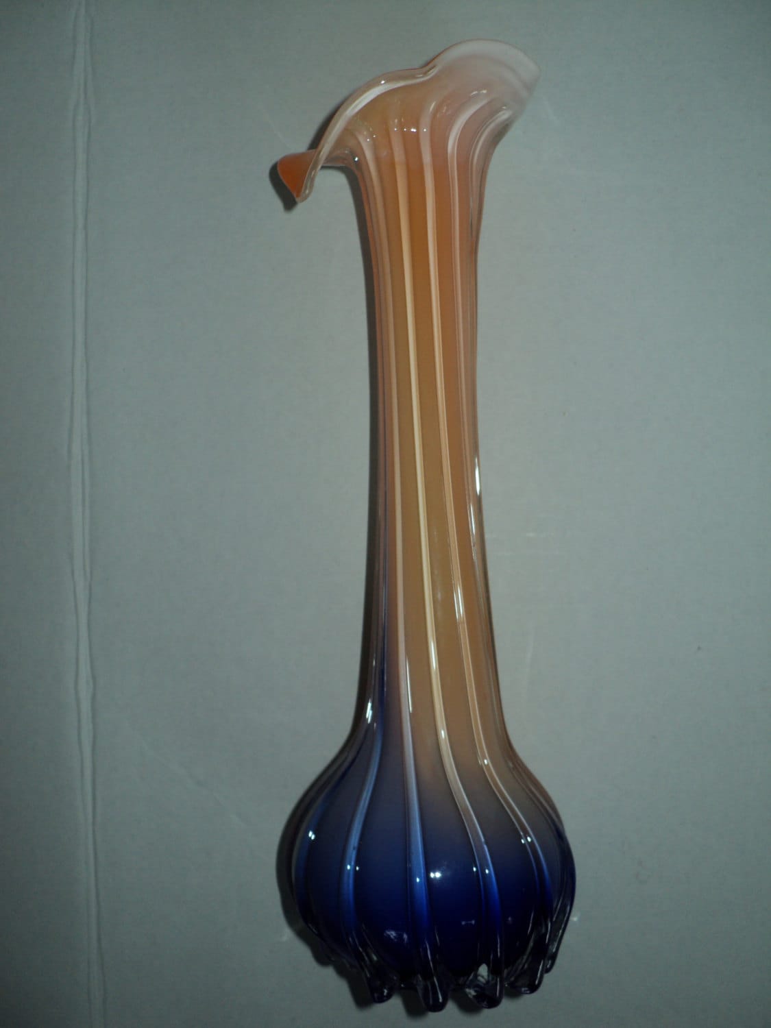 Vintage Blown Glass Vase in the Shape an Orange Tulip with a Etsy