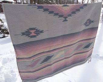 Vintage Southwestern Hand Woven Textile Tapestry which can be used as a Floor Covering, A Blanket or Tablecloth covering in Mint Condition