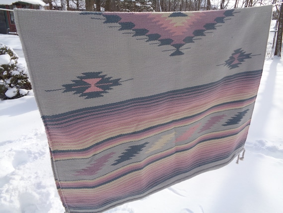 Vintage Southwestern Hand Woven Textile Tapestry which can be used as a Floor Covering, A Blanket or Tablecloth covering in Mint Condition