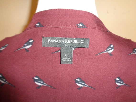 Vintage BANANA REPUBLIC Size Large Burgundy Blous… - image 4