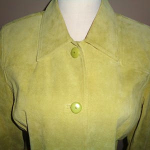Vintage LIZ CLAIBORNE LABEL Suede Car Length Coat in an unusual and unique celadon green color  , Size 12 Female in Vintage Condition
