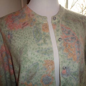 Vintage Pretty Pastel Colored Cardigan Sweater, Made in Italy, Size Medium Woman&#39;s in Near Mint Condition made of Wool, Nylon and Angora