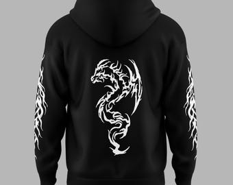Sweat à capuche réfléchissant Dragon Biker, Sweat à capuche Rider, Sweat à capuche oversize Streetwear Rider, Sweat à capuche de sécurité pour les balades nocturnes