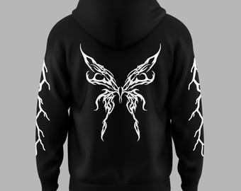 Reflektierender Biker Hoodie, Butterfly Rider Hoodie, Streetwear Rider Oversized Hoodie, Nachtfahrt Sicherheits Hoodie, Reflektierender Pullover Sweatshirt
