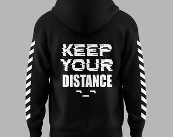 Reflective Biker Hoodie, 'Keep your Distance' Rider Hoodie, Streetwear Rider Oversized Pullover Hoodie, Night Ride Safety Hoodie