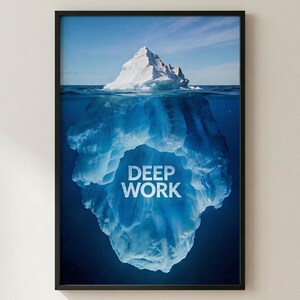 Deep Work Iceberg Wall Art | Focus Productivity Motivational Office Decor | Minimalist Printable Poster for Entrepreneurs (Digital Download)