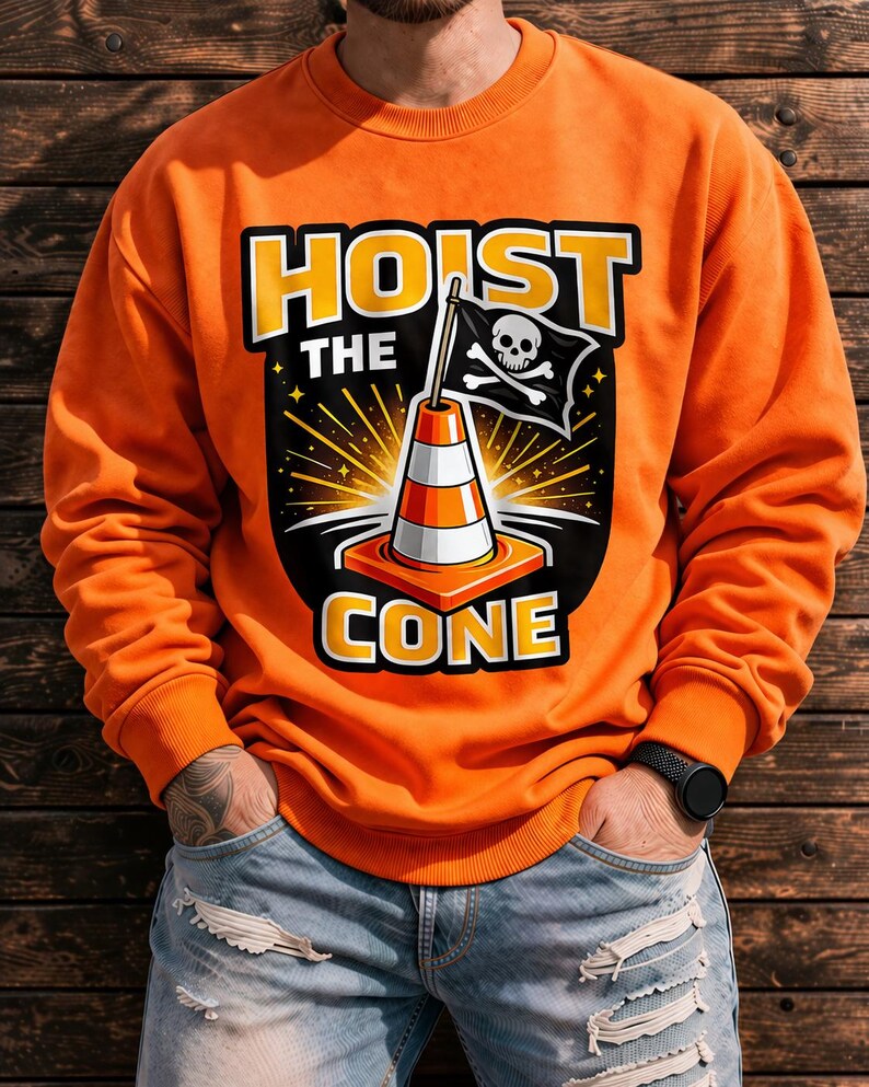 Hoist The Cone Funny Pirate Traffic Cone Graphic PNG image 5