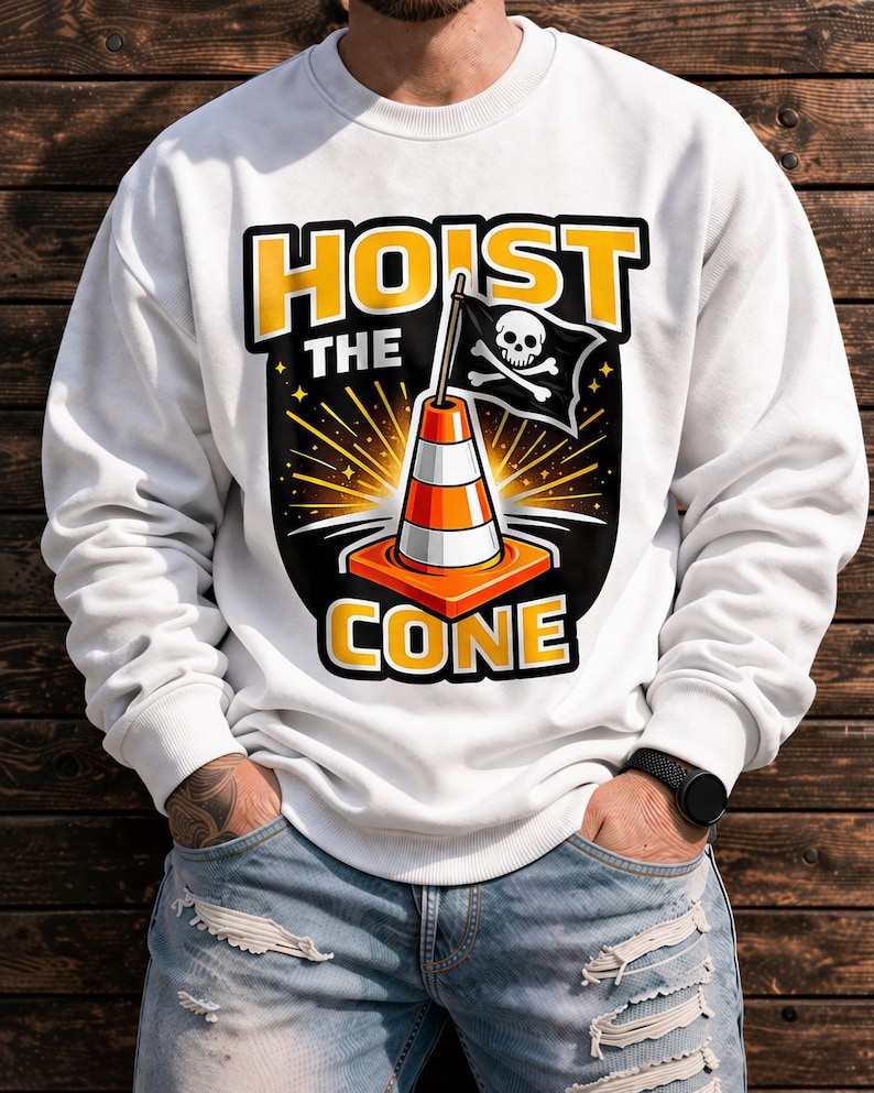 Hoist The Cone Funny Pirate Traffic Cone Graphic PNG image 6