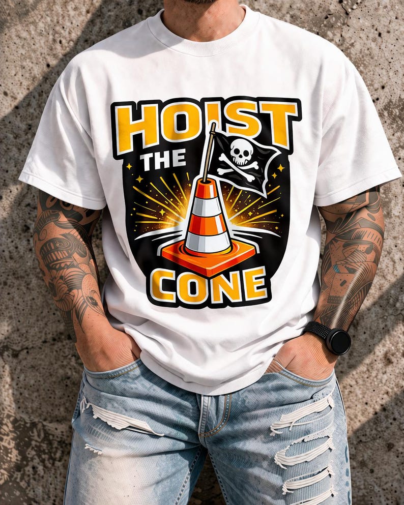 Hoist The Cone Funny Pirate Traffic Cone Graphic PNG image 3