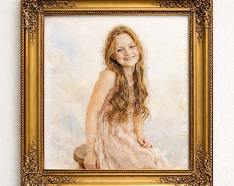 Custom Digital Watercolor Portrait Mothers Day Gift Kids Wall Art Painting Digital Download