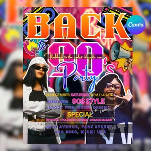 Editable 90s Birthday Invitation, Neon Glow Party Invite (Digital Download)