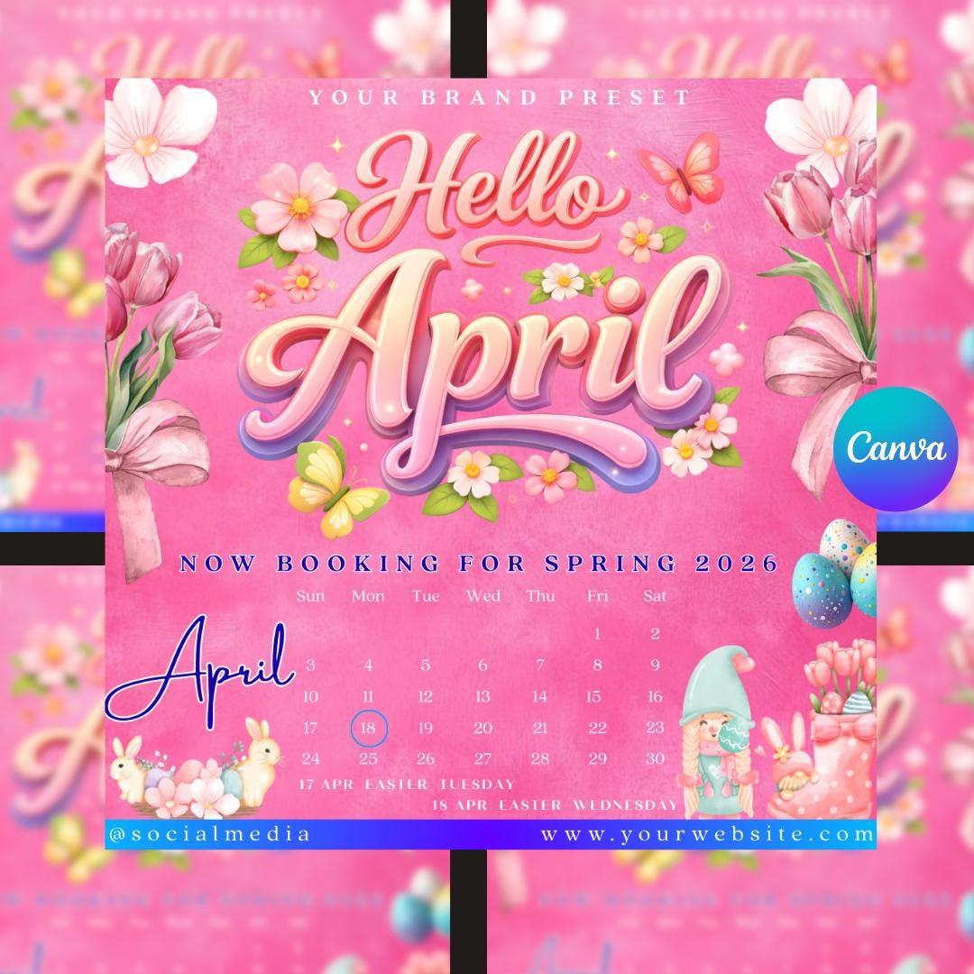 April Bookings Open April Calendar Availability Monthly Bookings ...