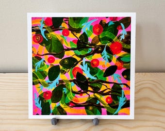 5x5 Art Print – “Rolling In” | Floral Wind Abstract | Spring Colorful Wall Art | Nature-Inspired Decor
