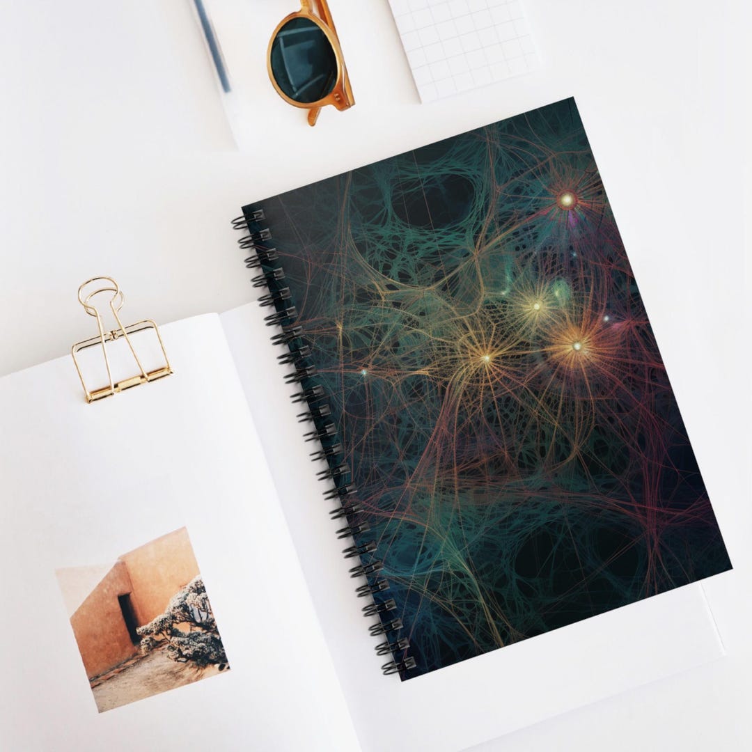 Matrix Ruled Diary Neural Web Matrix Spiral Notebook, Ruled Line Journal, Artistic ...