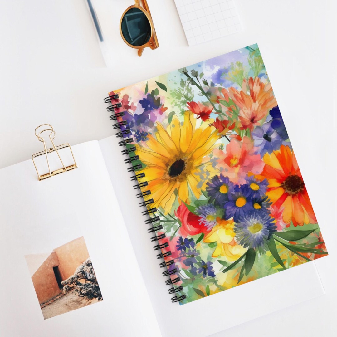 Seasonal Bloom Splash Spiral Notebook, Ruled Line Journal, Artistic ...