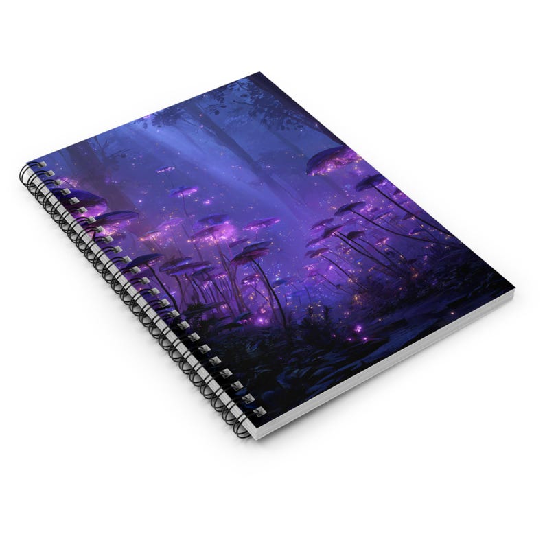 Notebook Design Color Violet Violet Fungal Forest Spiral Notebook, Ruled Line Journal, Artistic ...