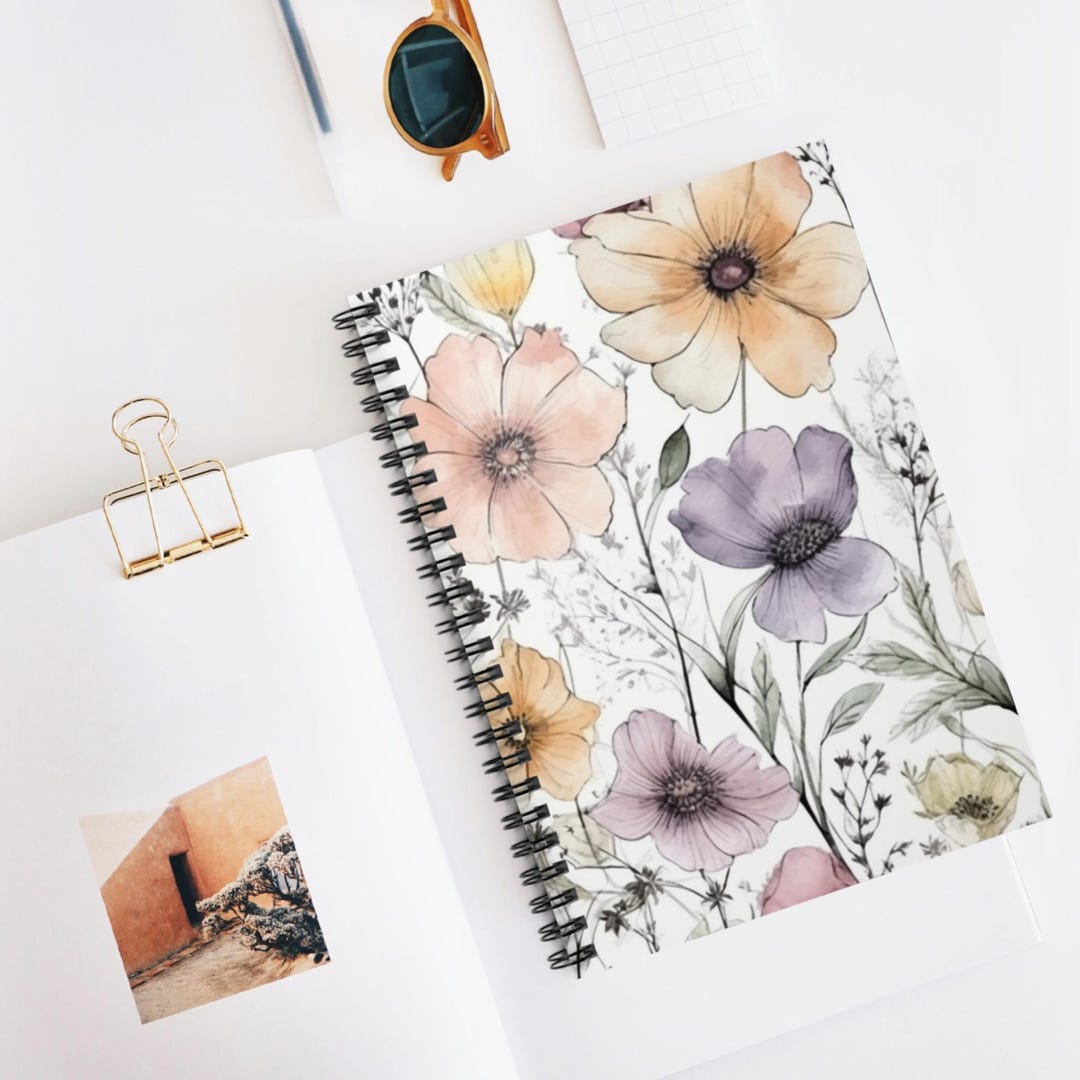 Pastel Wildflower Mist Spiral Notebook, Ruled Line Journal, Artistic ...