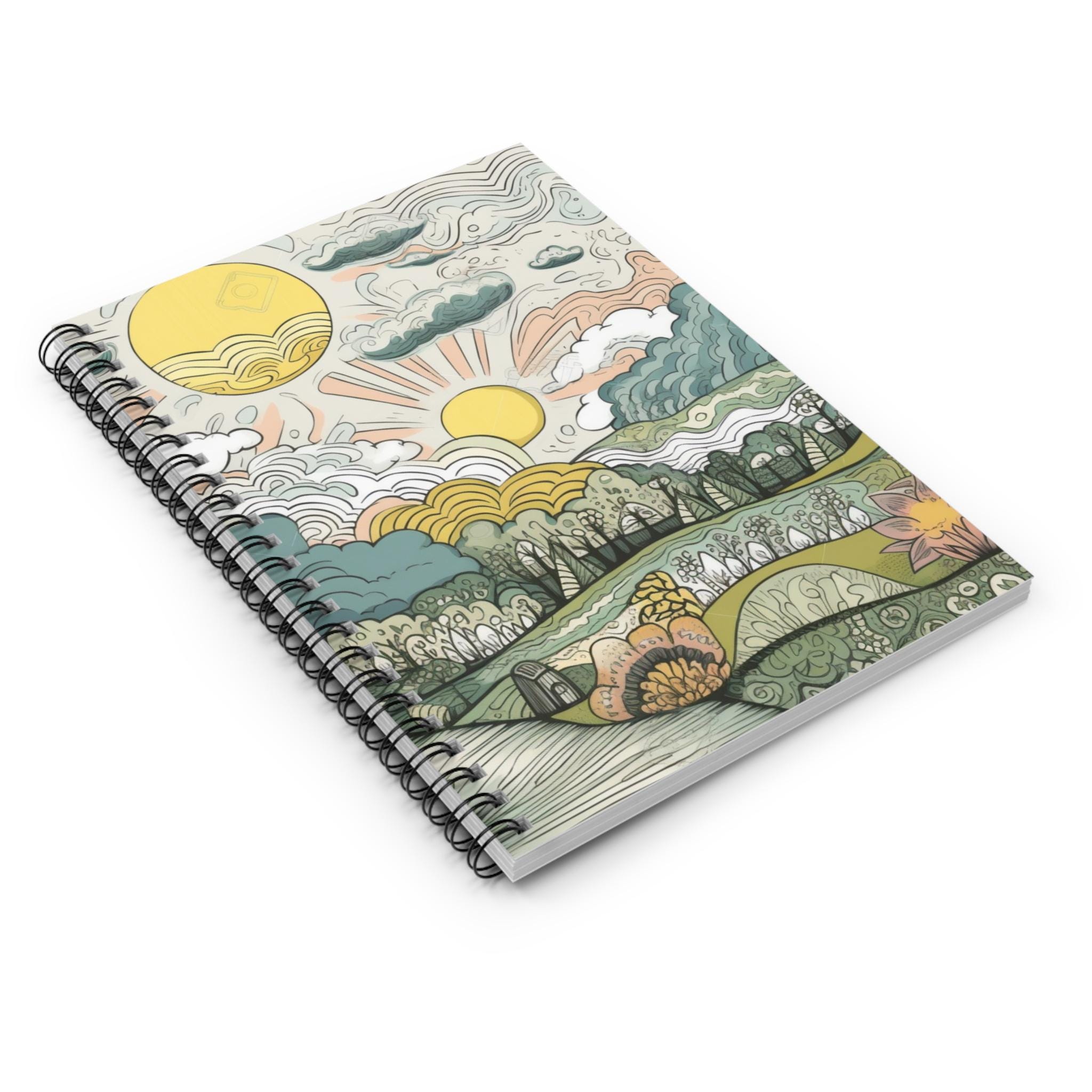 Whimsy Notebook Deco Whimsy Nature Sketches Spiral Notebook, Ruled Journal, Artistic ...