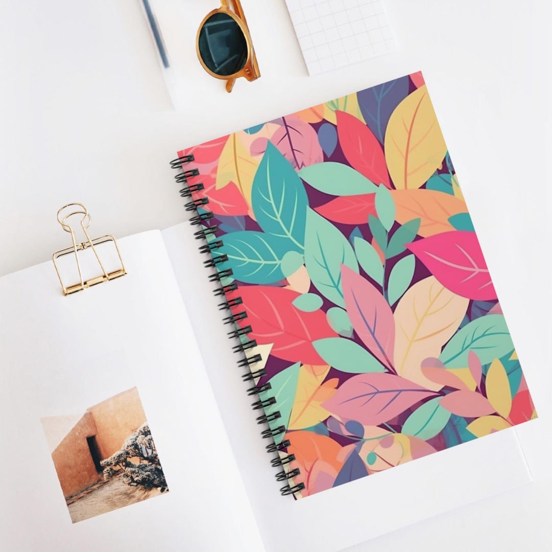 Cheerful Floral Shapes Spiral Notebook, Ruled Line Journal, Artistic ...