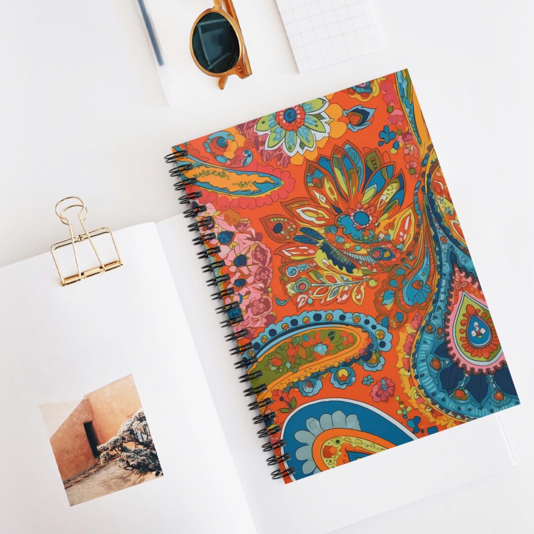 Peely Note Book Paisley Pulse Twist Spiral Notebook, Ruled Line Journal, Artistic ...
