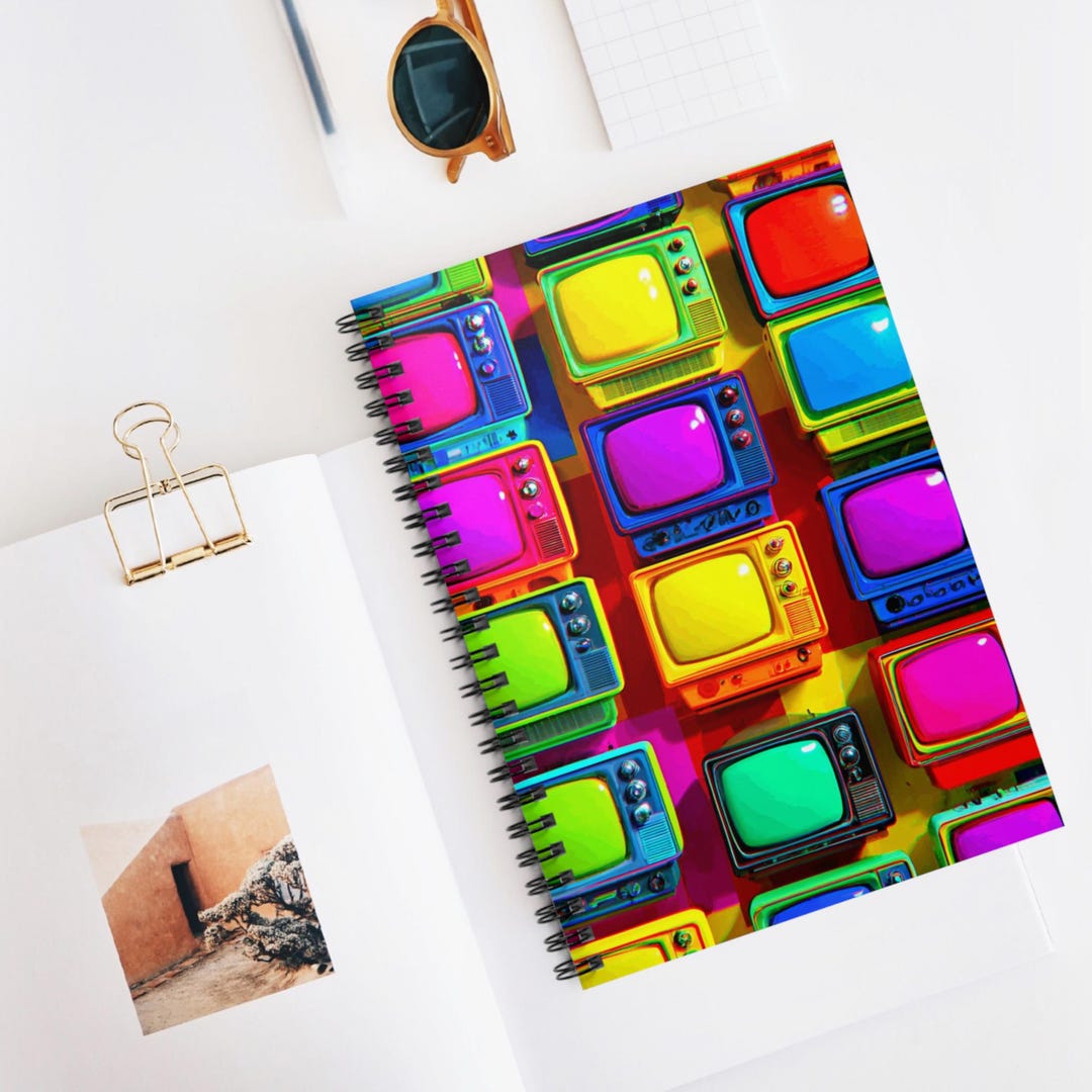 Retro TV Glow Spiral Notebook, Ruled Line Journal, Artistic Sketchbook ...