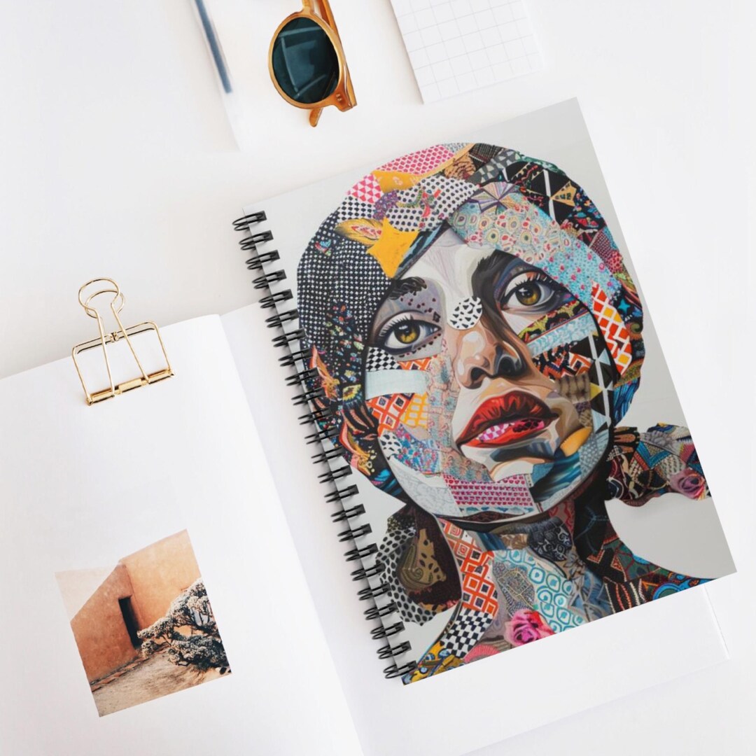 Patterned Portraits Spiral Notebook, Ruled Line Journal, Artistic ...
