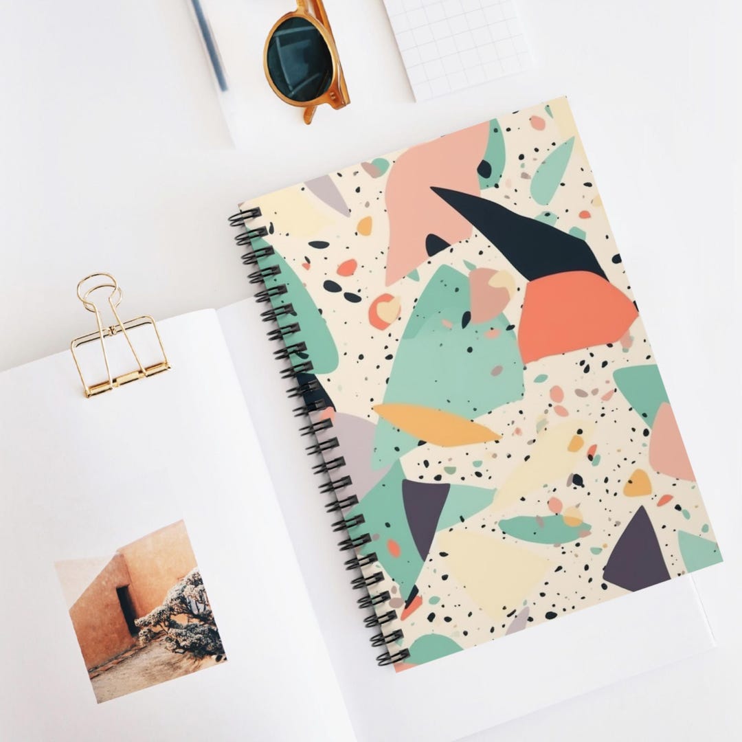Pastel Speckle Stone Spiral Notebook, Ruled Line Journal, Artistic ...
