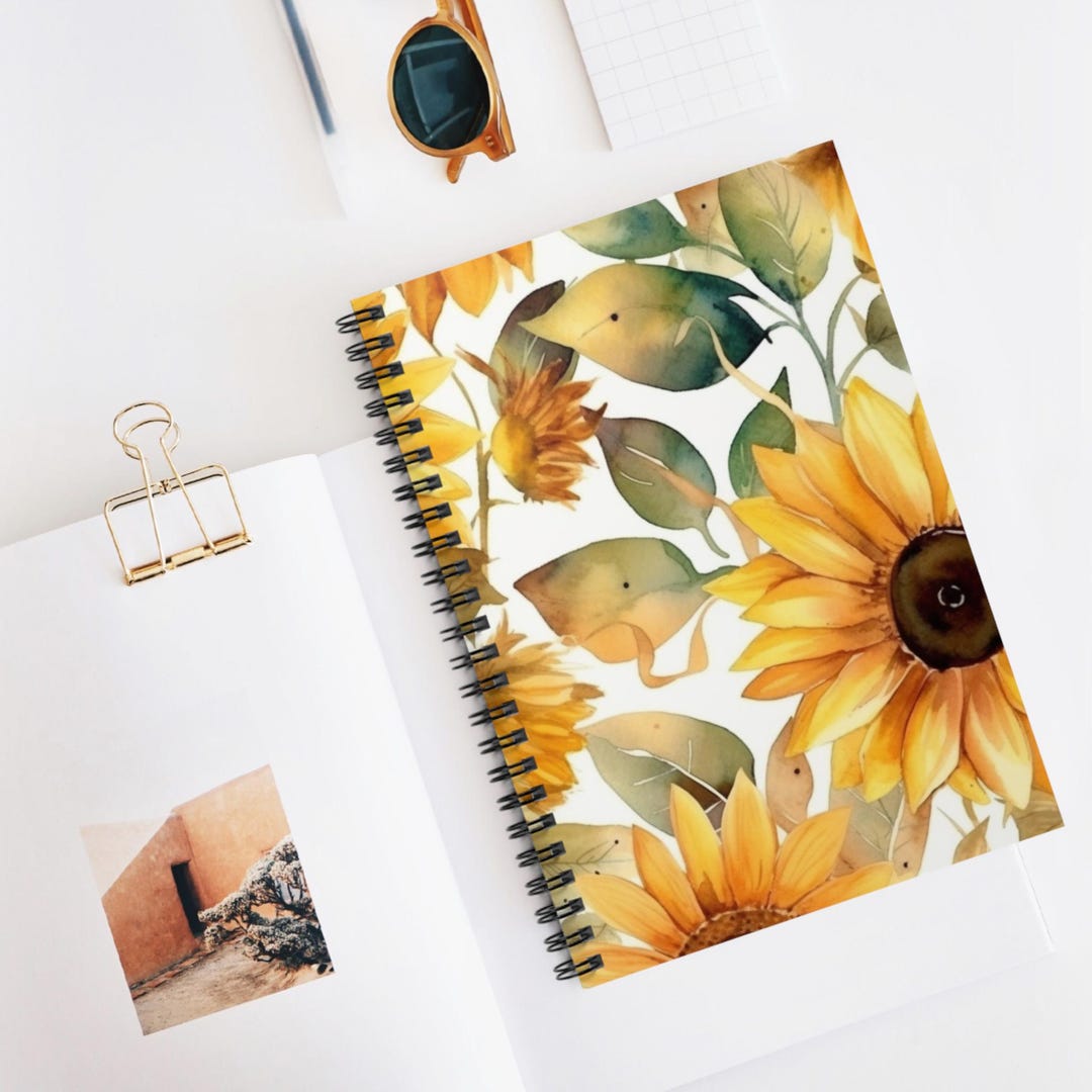Golden Bloom Wash Spiral Notebook, Ruled Line Journal, Artistic ...