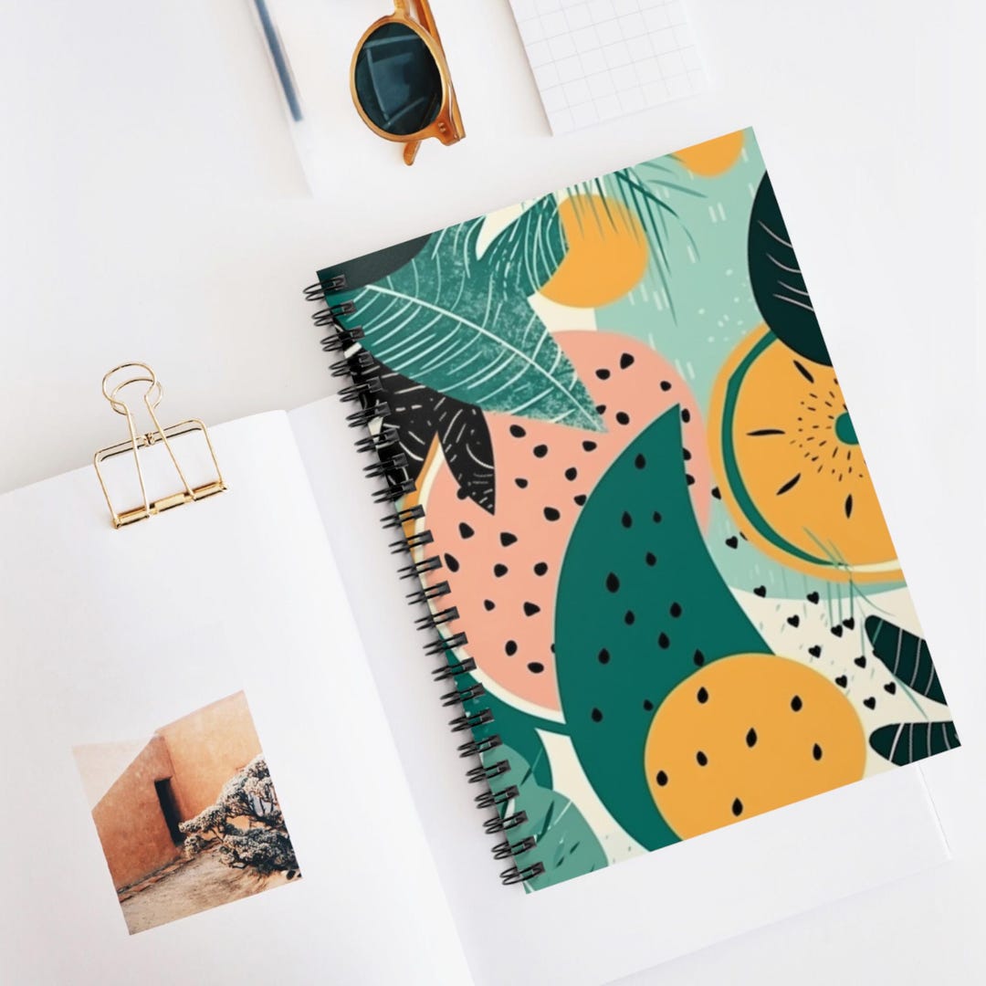 Geometric Jungle Pop Spiral Notebook, Ruled Line Journal, Artistic ...