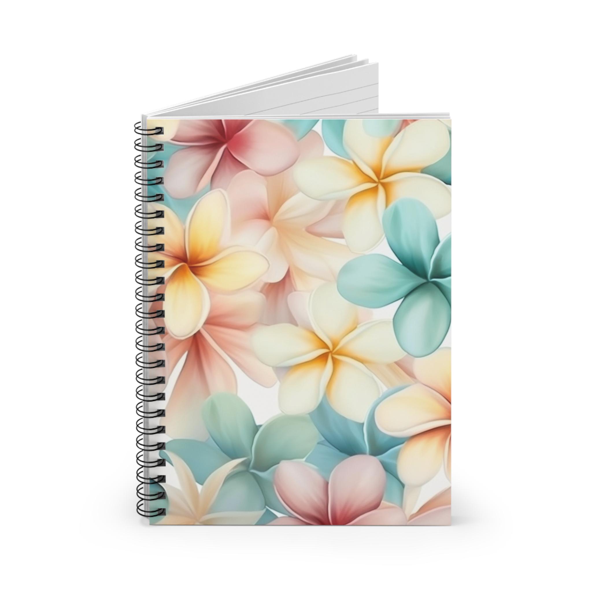 Pastel Plumeria Glow Spiral Notebook, Ruled Line Journal, Artistic ...