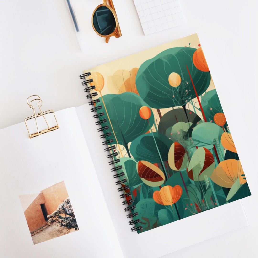 Whimsy Leaf Garden Spiral Notebook, Ruled Line Journal, Artistic ...
