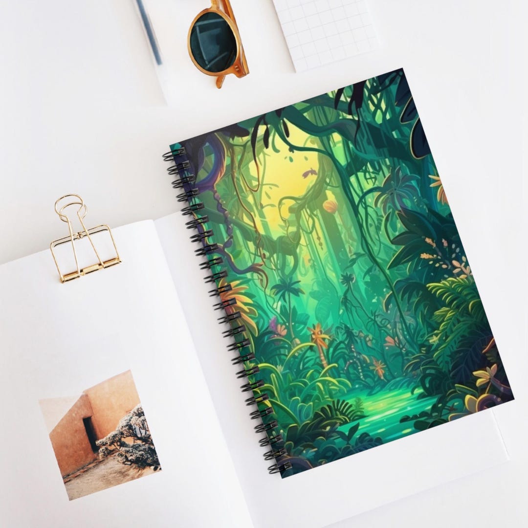 Enchanted Jungle Glow Spiral Notebook, Ruled Line Journal, Artistic ...