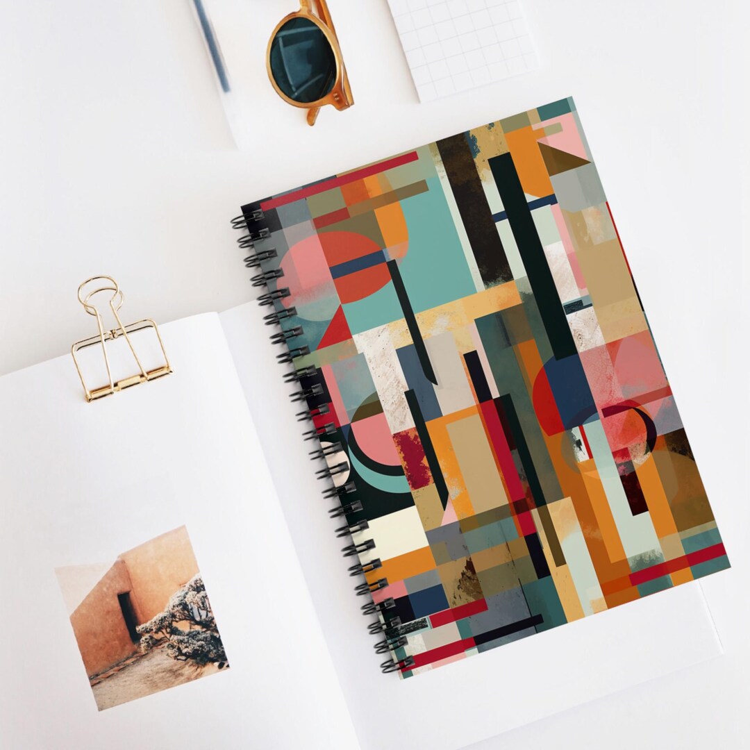 Deco Block Contrast Spiral Notebook, Ruled Line Journal, Artistic ...