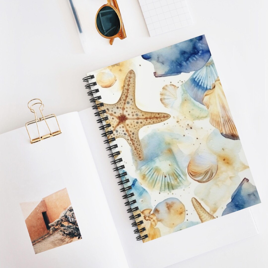 Sully Notebook Seashell Shoreline Mix Spiral Notebook, Ruled Line Journal, Artistic ...