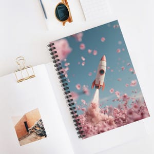 Blossom Petal Liftoff Spiral Notebook, Ruled Line Journal, Artistic Sketchbook, Christmas Gift Idea, School Supplies, Creative Writing
