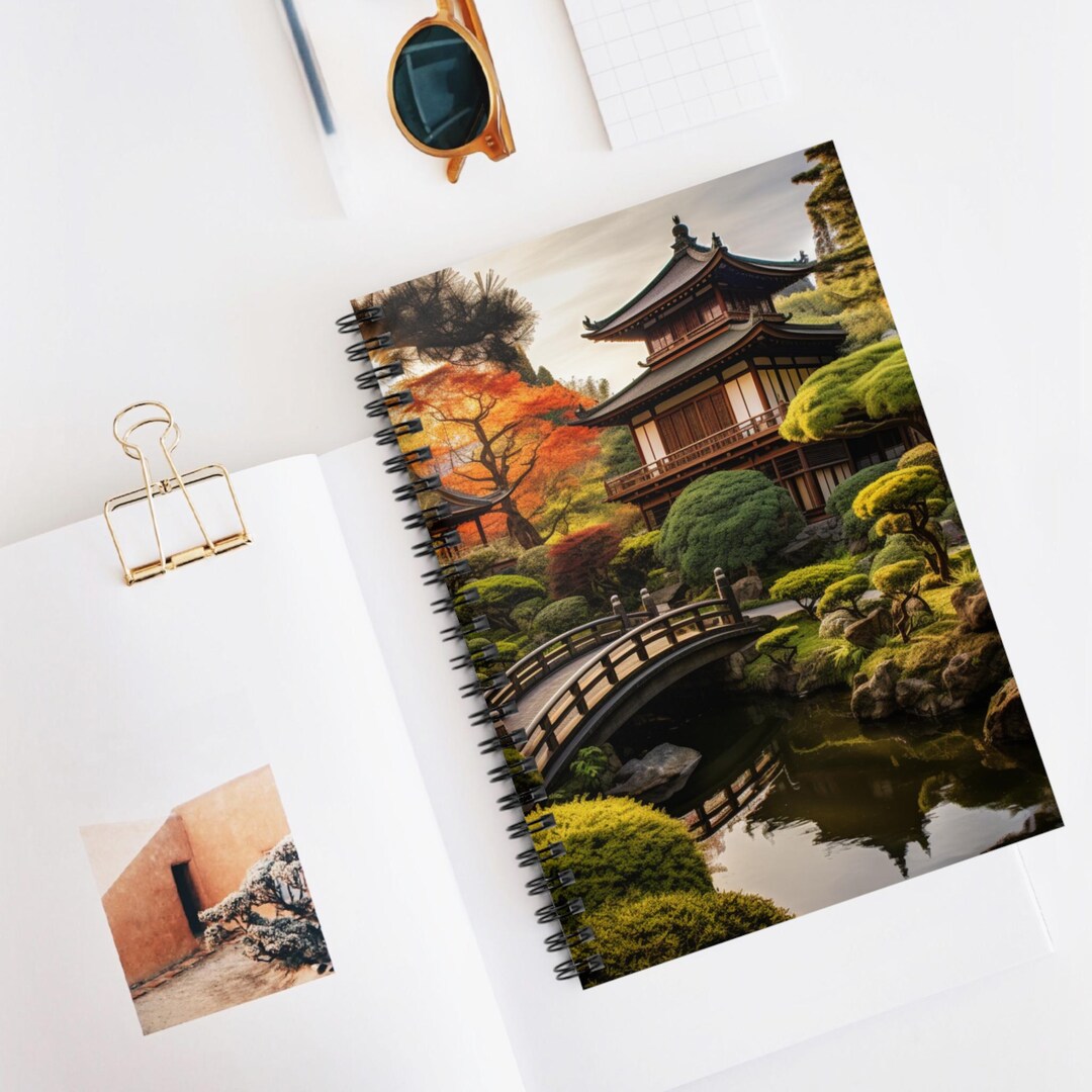 Japanese Garden Spiral Notebook, Ruled Line Journal, Artistic ...