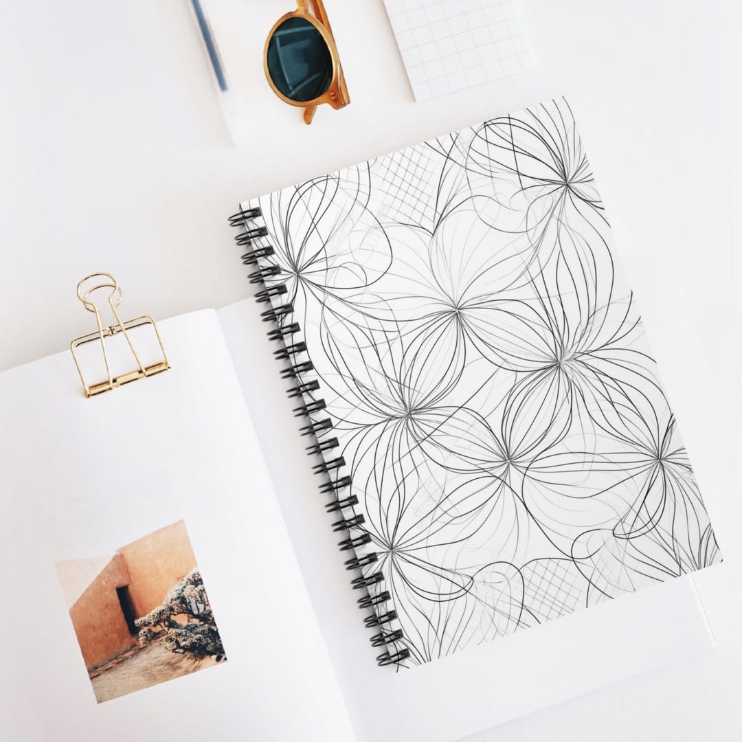 Geometric Petal Lines Spiral Notebook, Ruled Line Journal, Artistic ...