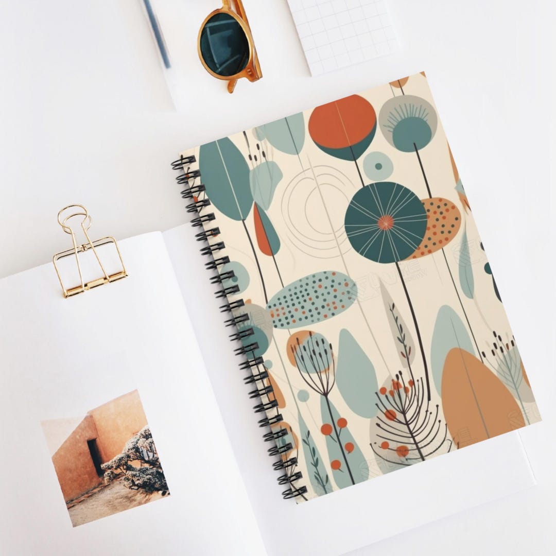 Shape Notebook Retro Plant Shapes Spiral Notebook, Ruled Line Journal, Artistic ...