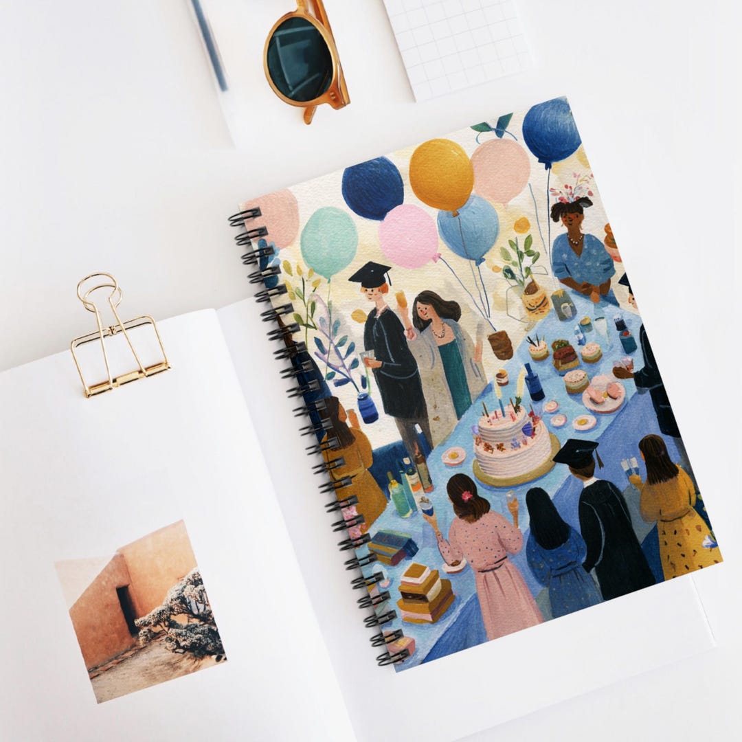 Graduation Scroll Notebook Graduation Party Flatlay Spiral Notebook, Ruled Line Journal, Artistic ...