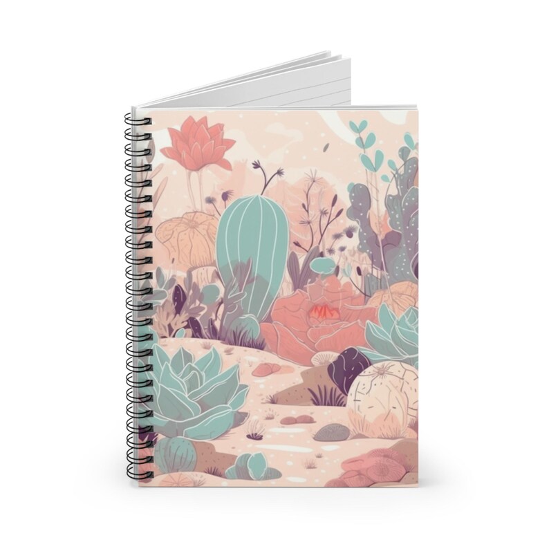 Pastel Desert Garden Spiral Notebook, Ruled Line Journal, Artistic ...