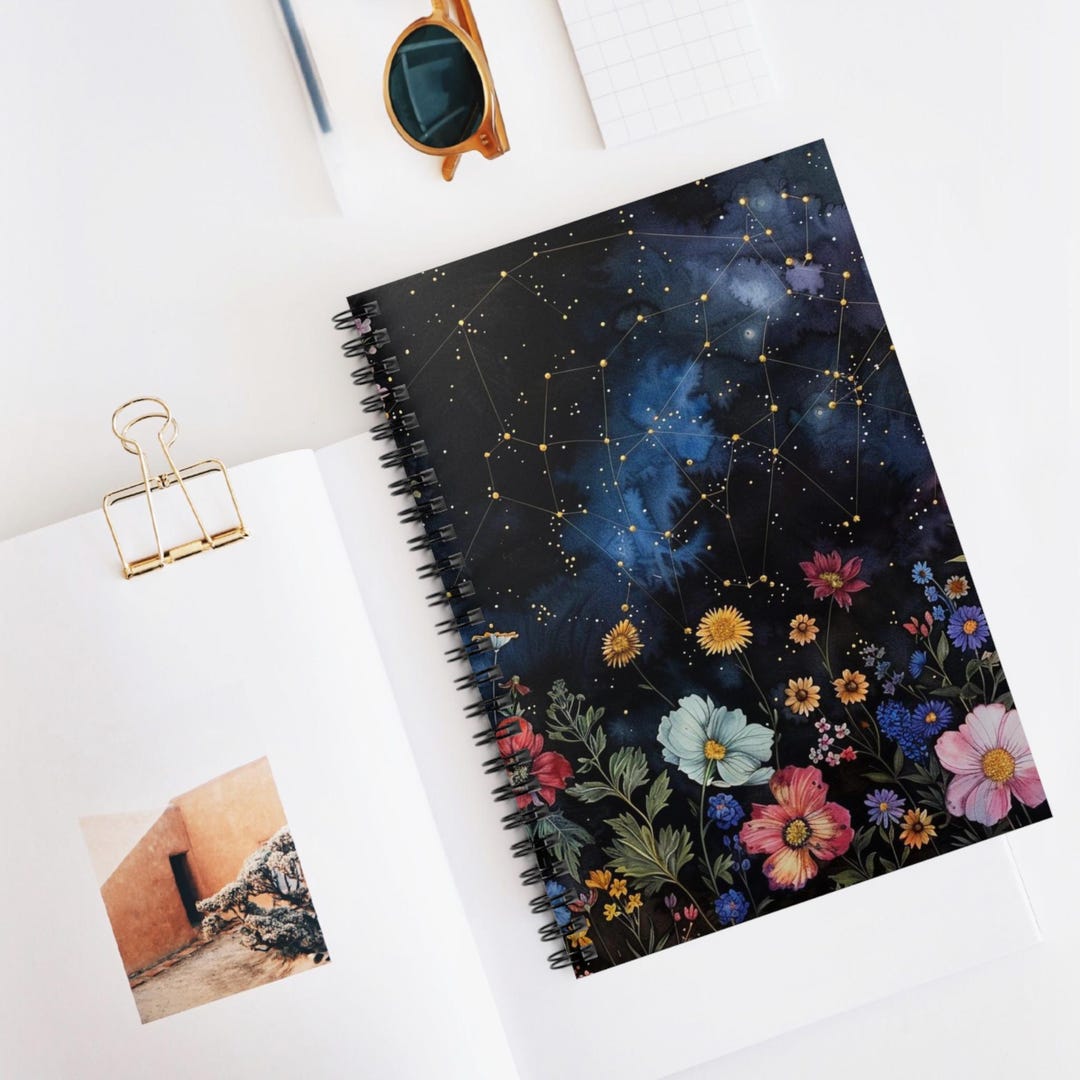 Floral Constellations Spiral Notebook, Ruled Line Journal, Artistic ...