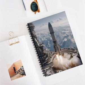 Orbital Platform Launch Spiral Notebook, Ruled Line Journal, Artistic Sketchbook, Christmas Gift Idea, School Supplies, Creative Writing