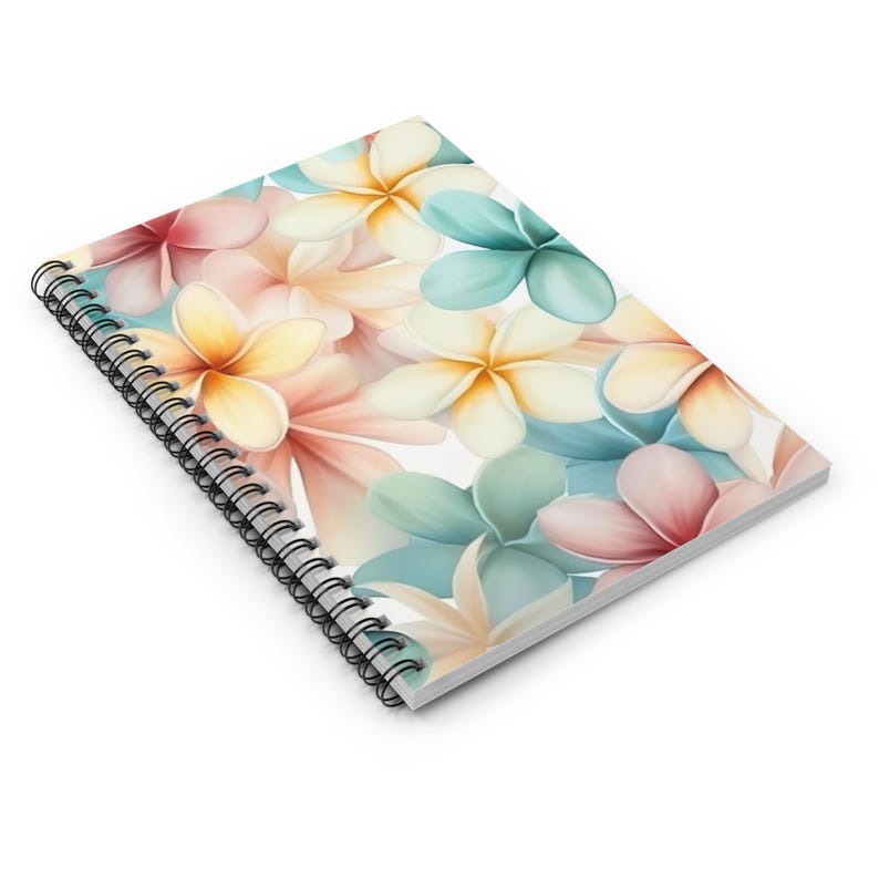 Pastel Plumeria Glow Spiral Notebook, Ruled Line Journal, Artistic ...